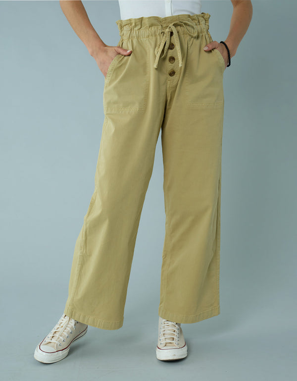 Pantalón stovepipe bota recta de mujer AE - Caqui