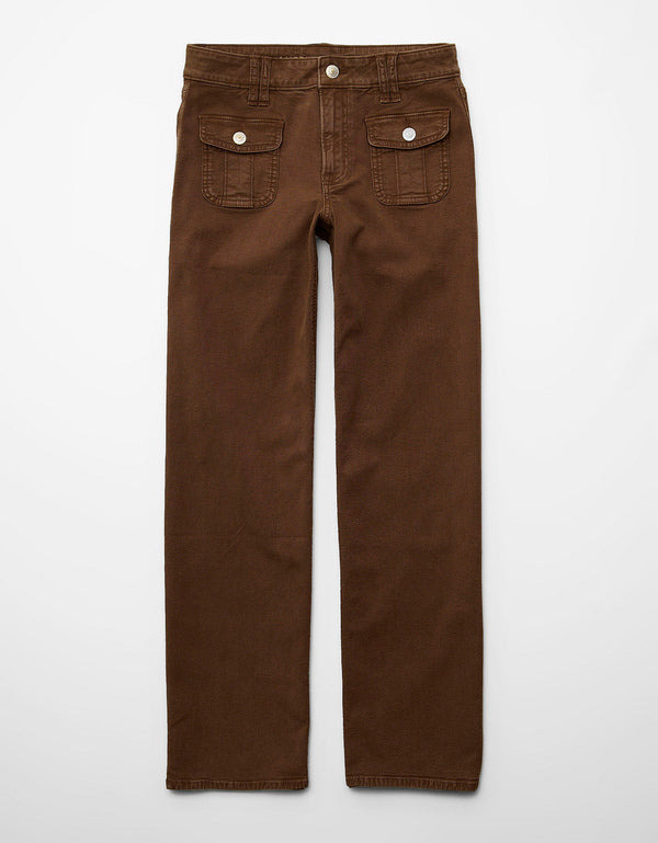 Jean AE Stretch de pierna recta de tiro alto. - Café