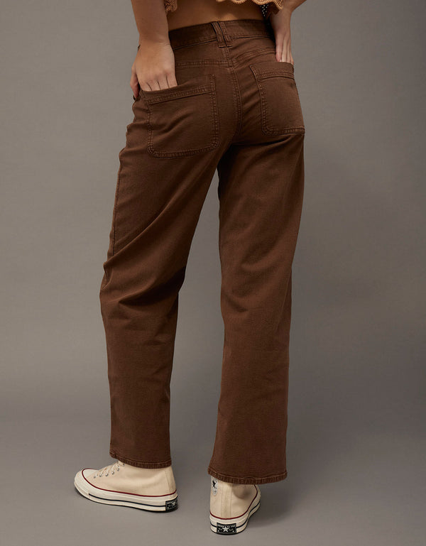 Jean AE Stretch de pierna recta de tiro alto. - Café