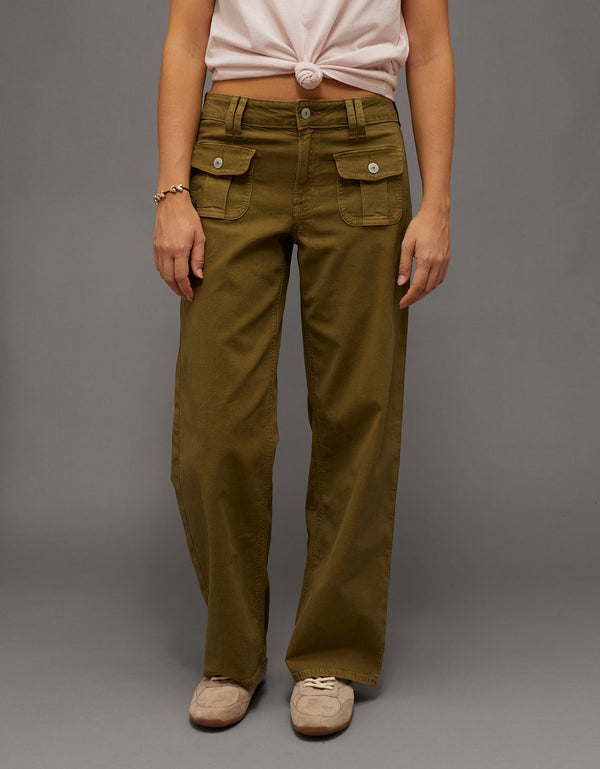 Jean AE Stretch de pierna recta de tiro alto. - Verde