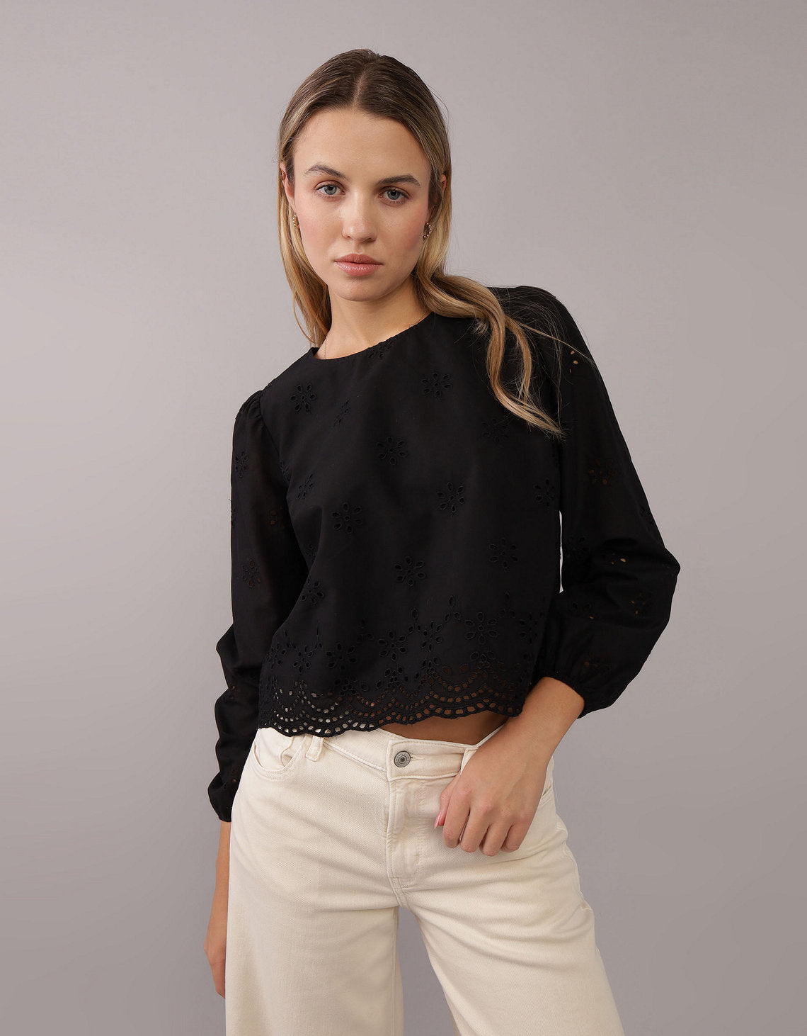 Camisa Manga Larga cuello redondo Mujer AE - Negro 2351_5757_001_of