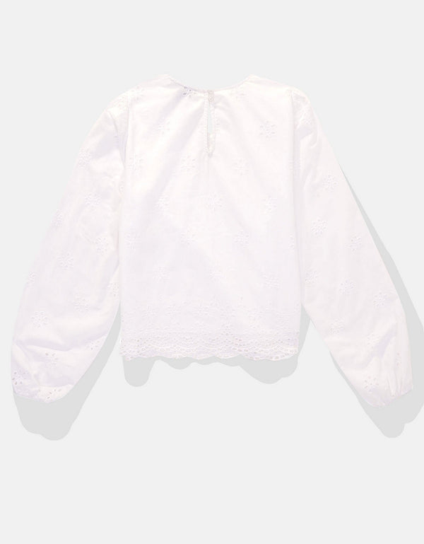 Camisa Manga Larga cuello redondo Mujer AE - Blanco