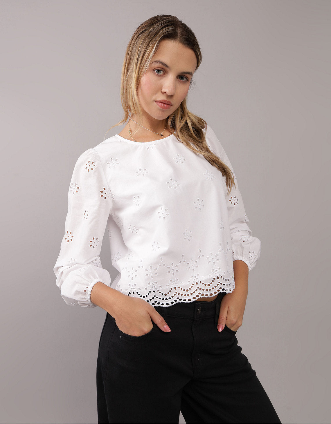 Camisa Manga Larga cuello redondo Mujer AE - Blanco 2351_5757_100_of