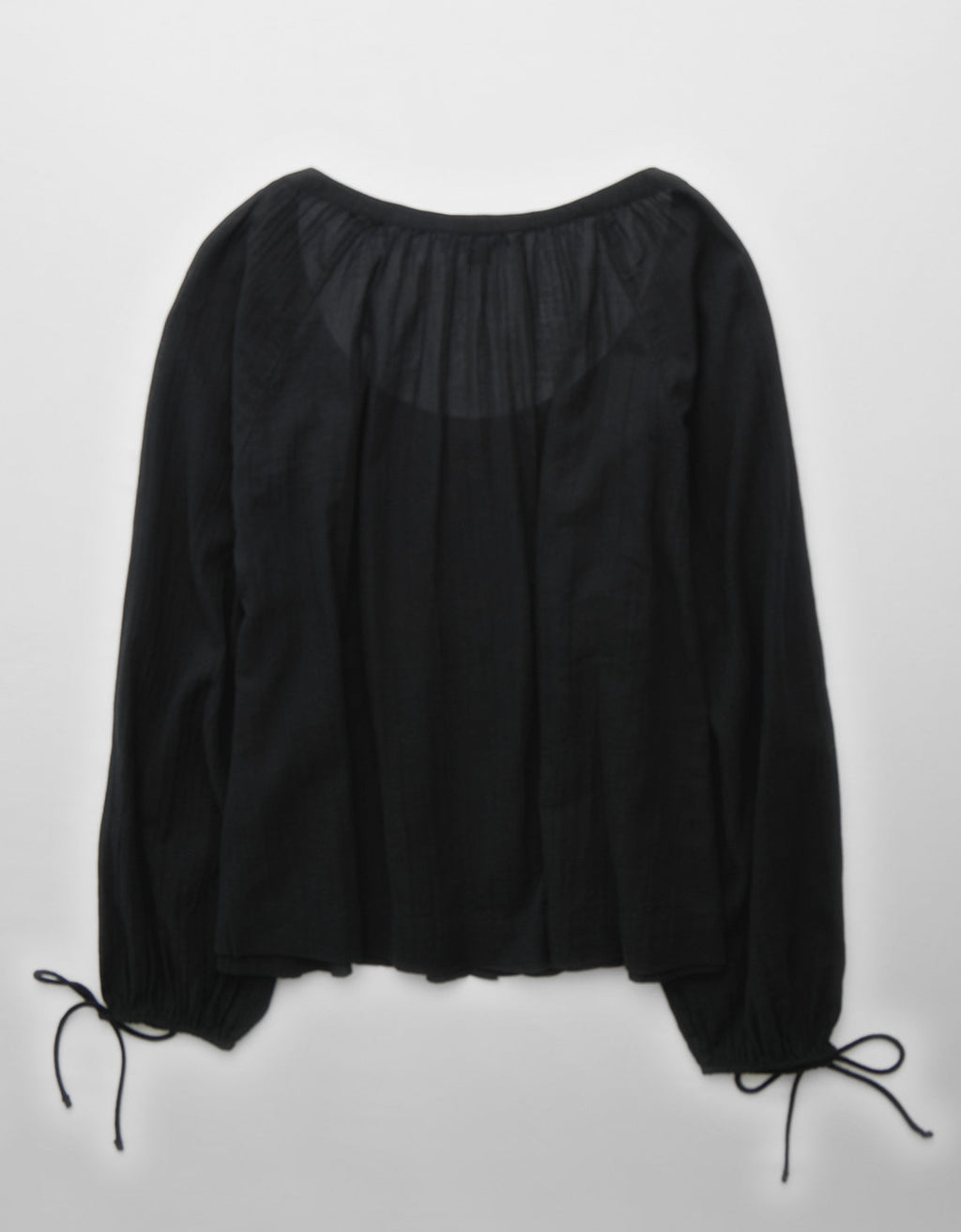 Blusa de Botones con Mangas de Lazo para Mujer - Negro 2351_6135_001_b