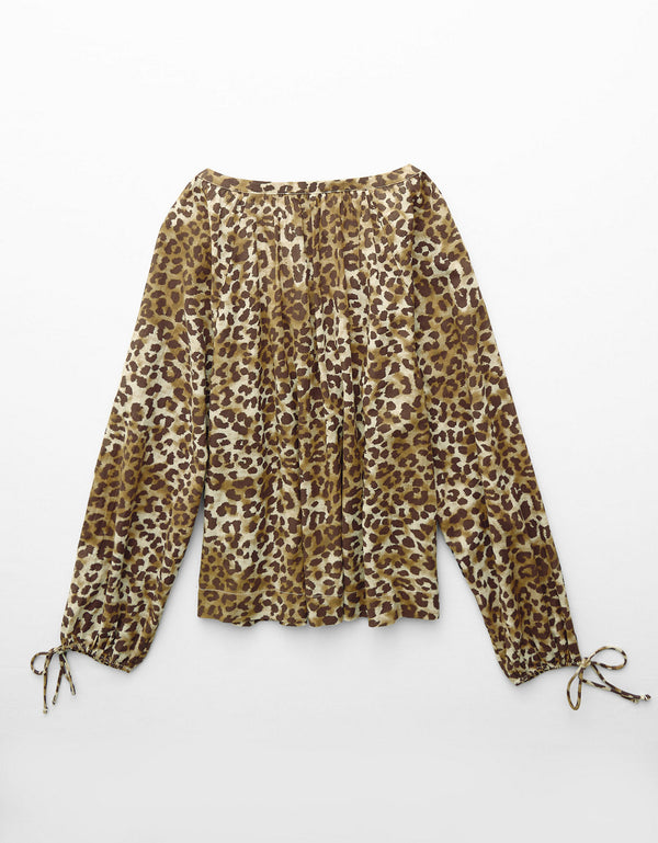 Blusa de Botones con Mangas de Lazo para Mujer - Multicolor