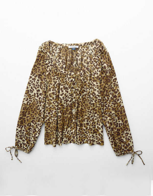 Blusa de Botones con Mangas de Lazo para Mujer - Multicolor