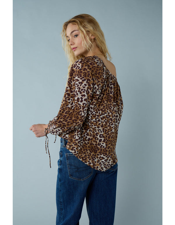 Blusa de Botones con Mangas de Lazo para Mujer - Multicolor
