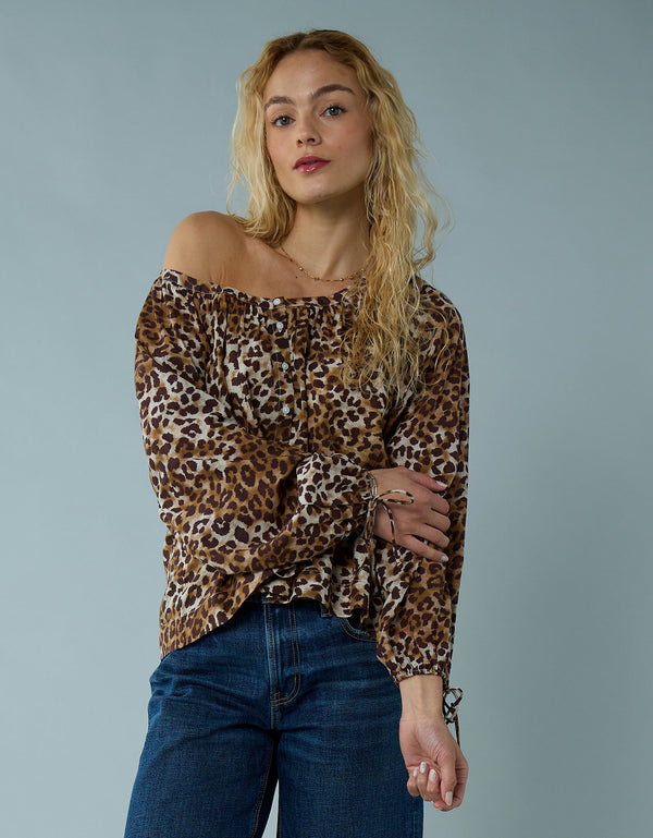 Blusa de Botones con Mangas de Lazo para Mujer - Multicolor