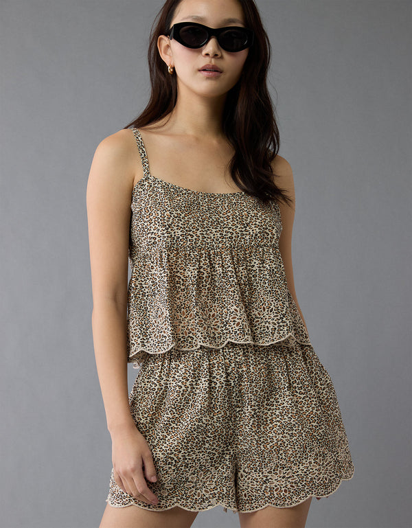 Camiseta de Tirantes con Ojales de Leopardo Ae - Multicolor