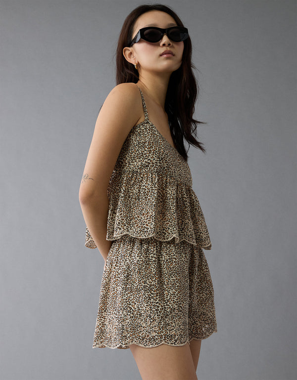 Camiseta de Tirantes con Ojales de Leopardo Ae - Multicolor