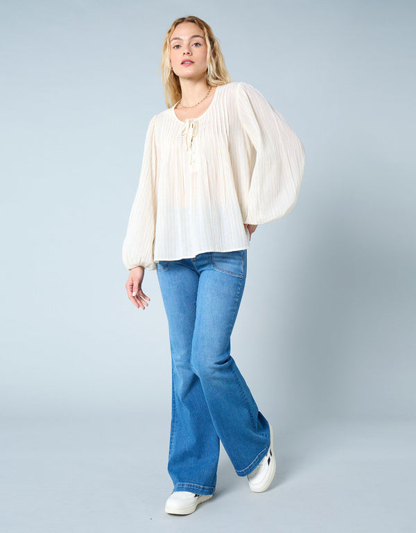 Blusa de manga larga con pliegues - Generico