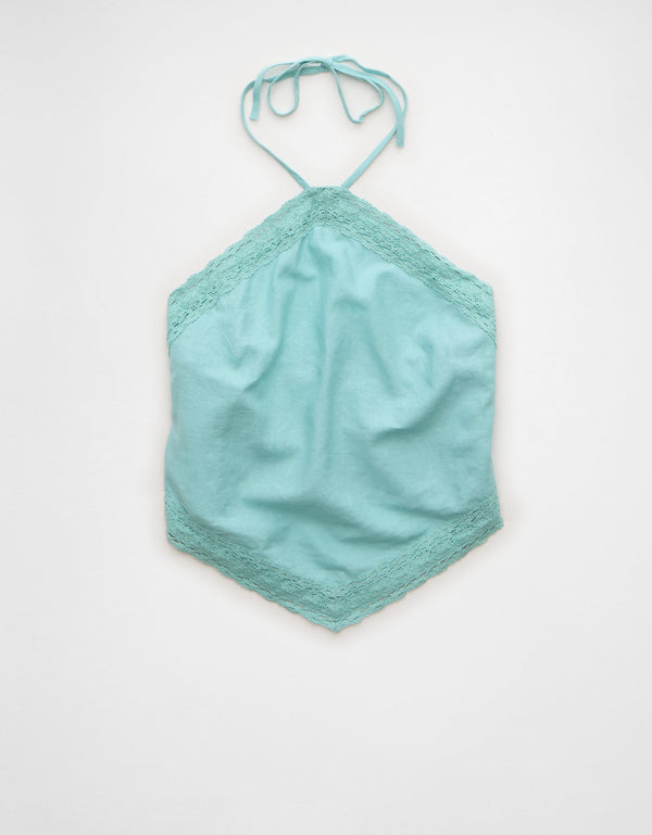 Top halter con bandana de mezcla de lino - Morado