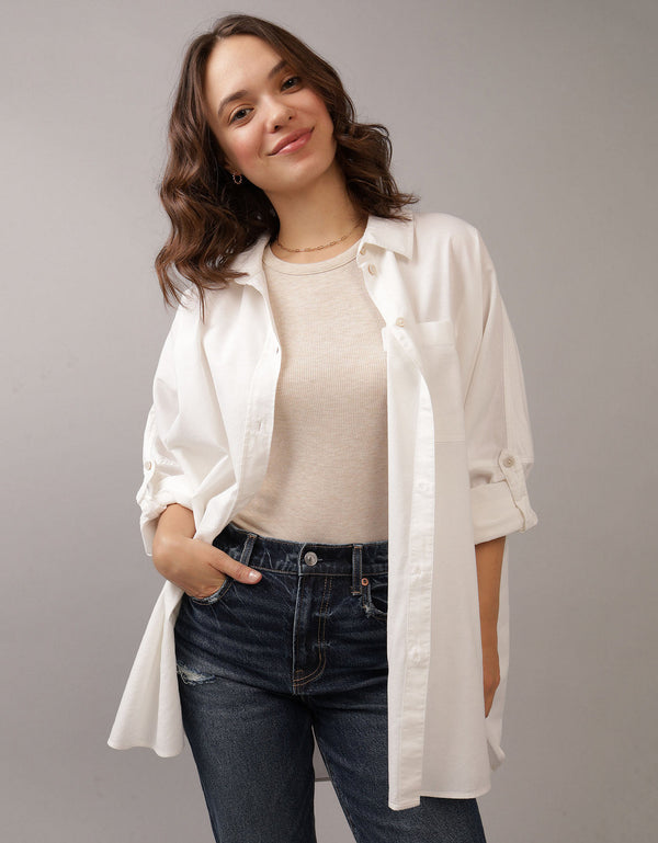Camisa AE manga larga para mujer - Blanco