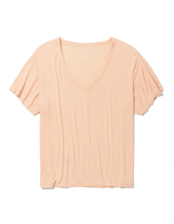 Camiseta cuello en V Ae  - Naranja