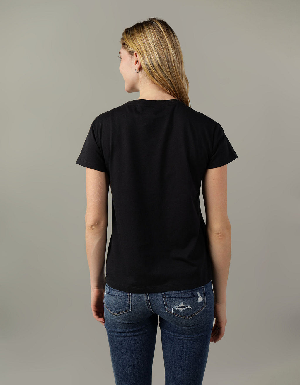 Camiseta Básica Manga Corta Mujer AE - Negro 2370_9465_001_ob