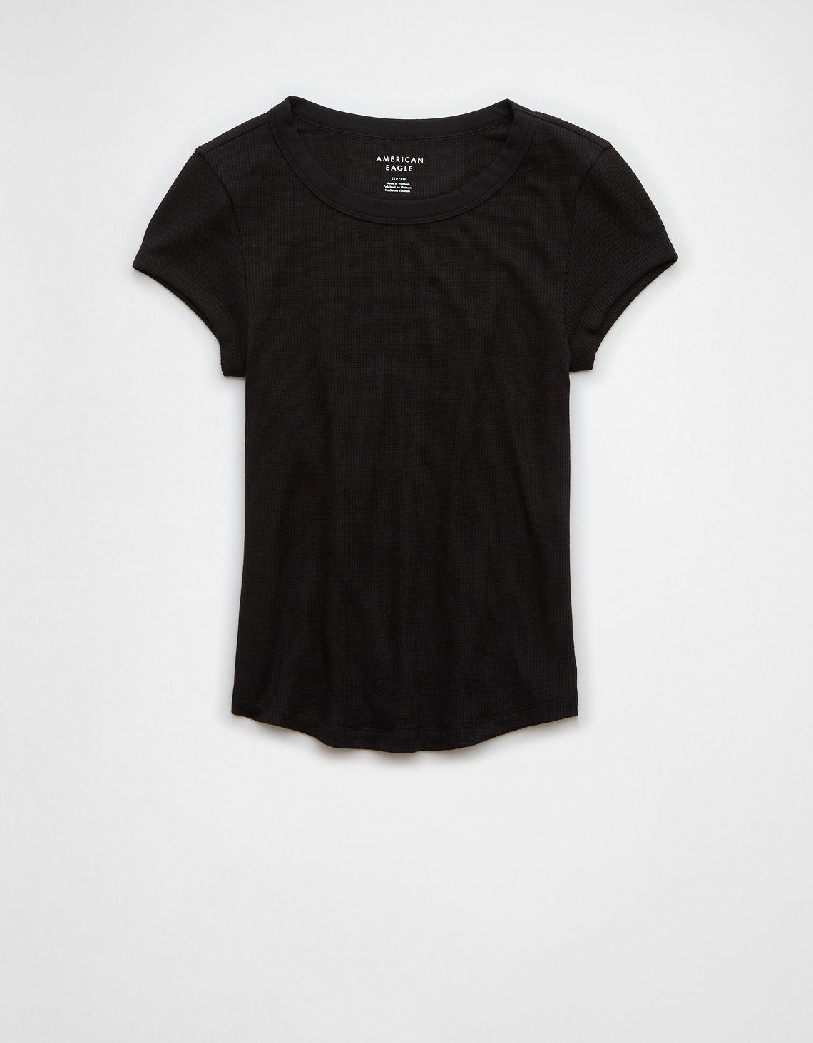 Camiseta AE cuello redondo manga corta para mujer - Negro 2370_9647_001_f