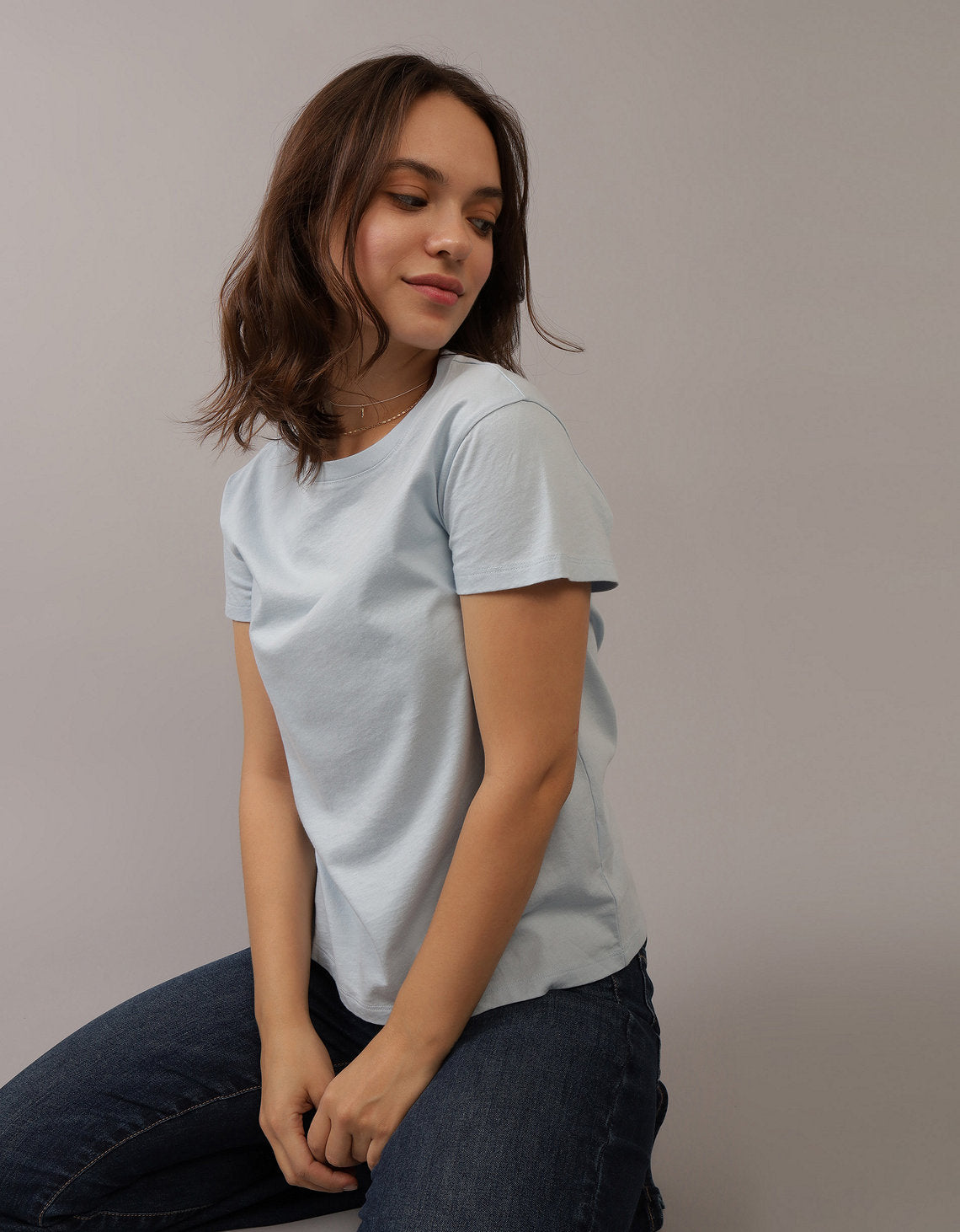 Camiseta Básica Manga Corta Mujer AE - Azul 2370_9678_401_of