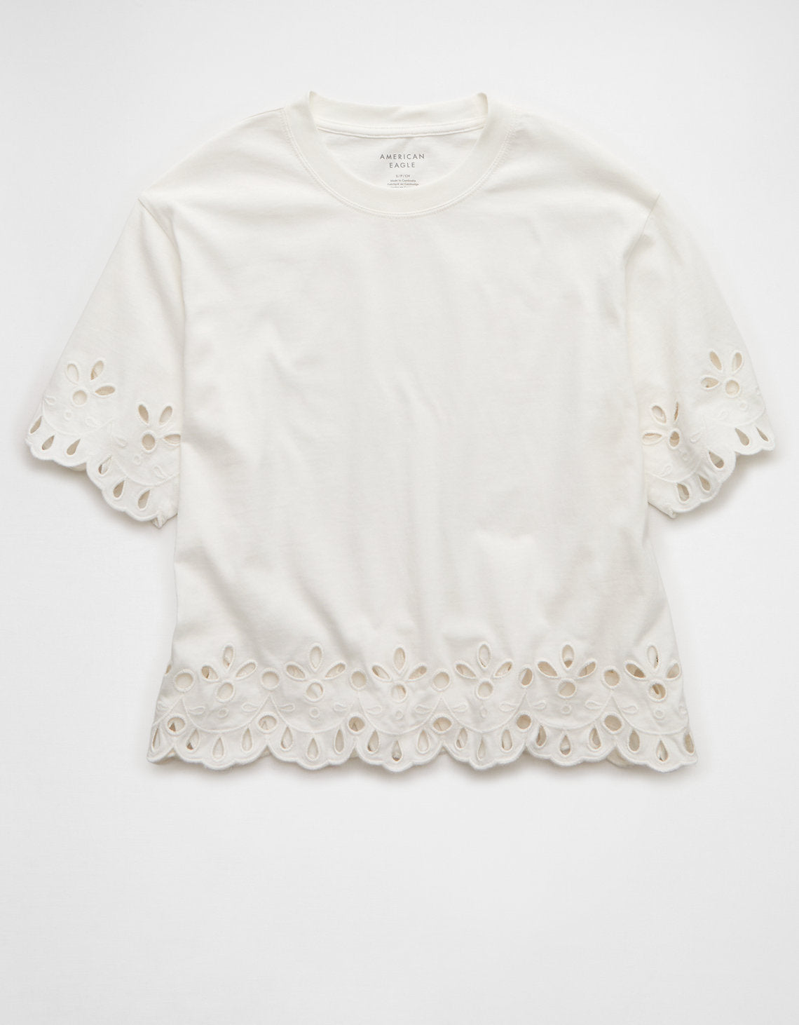 Camiseta Boxy Oversized con Ojal Ae - Blanco 2372_1112_100_f