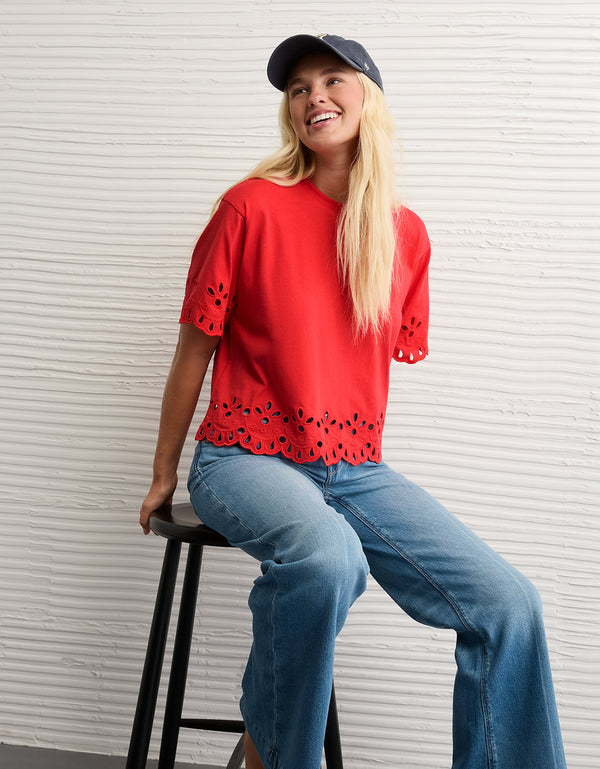 Camiseta Boxy Oversized con Ojal Ae - Generico