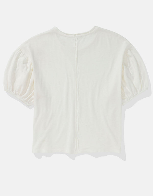 Camiseta de Manga Abullonada Ae - Blanco