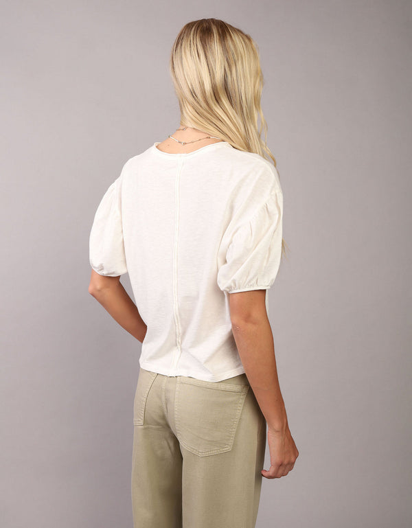 Camiseta de Manga Abullonada Ae - Blanco