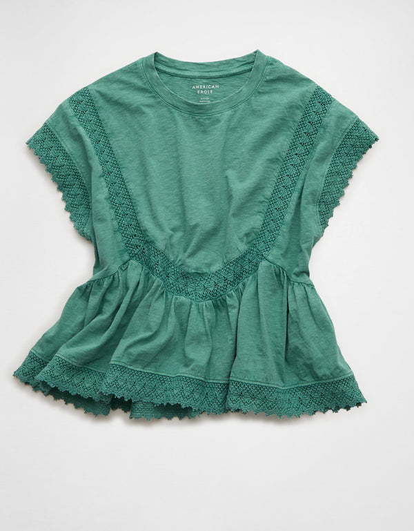 Camiseta con ribete de encaje Ae Sunchaser - Verde