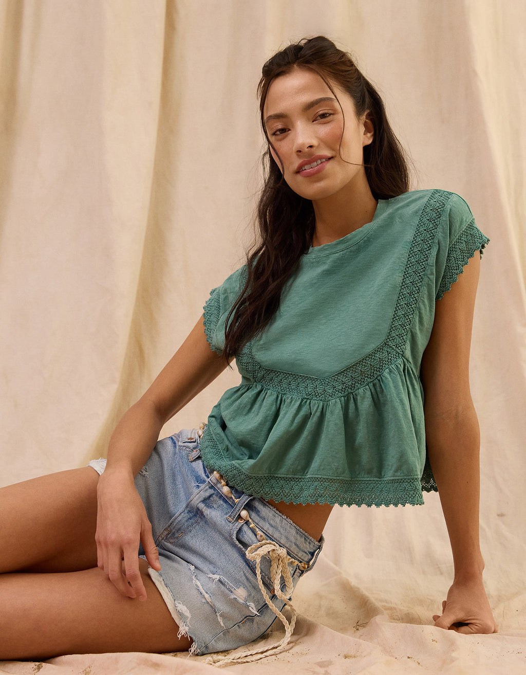 Camiseta con ribete de encaje Ae Sunchaser - Verde 2372_1604_299_l1