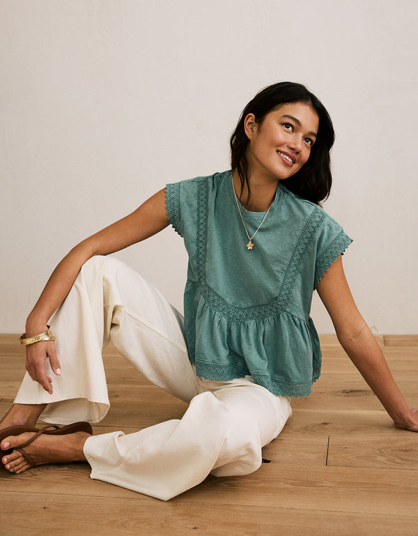 Camiseta con ribete de encaje Ae Sunchaser - Verde