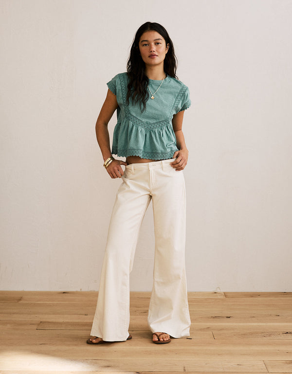 Camiseta con ribete de encaje Ae Sunchaser - Verde