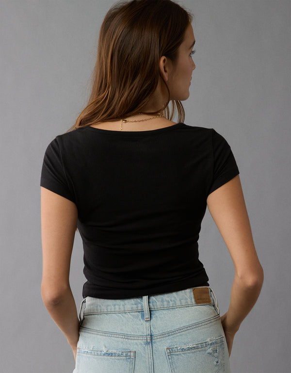 Camiseta Básica Manga Corta Mujer AE - Negro