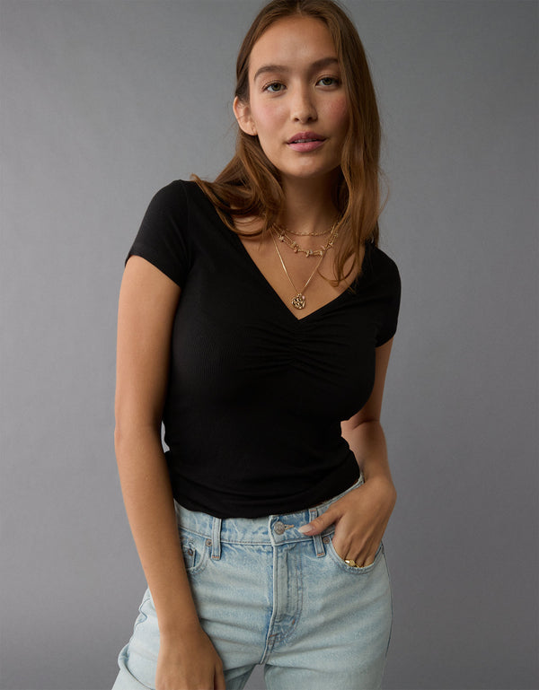 Camiseta Básica Manga Corta Mujer AE - Negro
