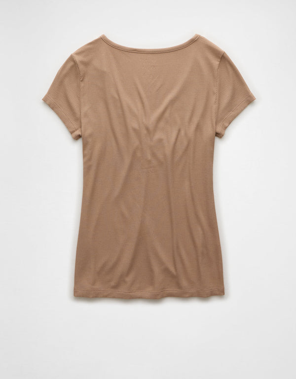 Camiseta Básica Manga Corta Mujer AE - Café