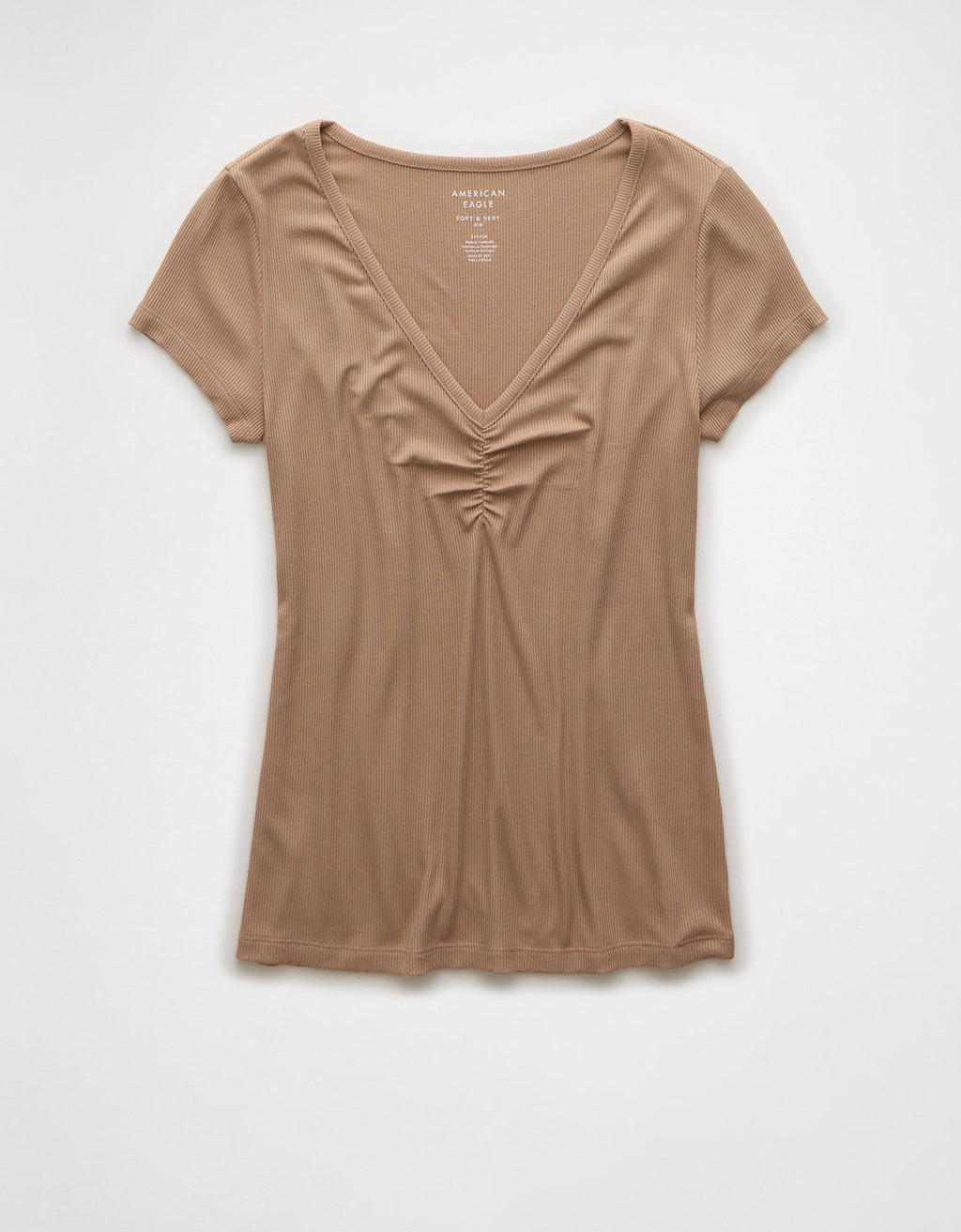 Camiseta Básica Manga Corta Mujer AE - Café 2372_9536_200_f