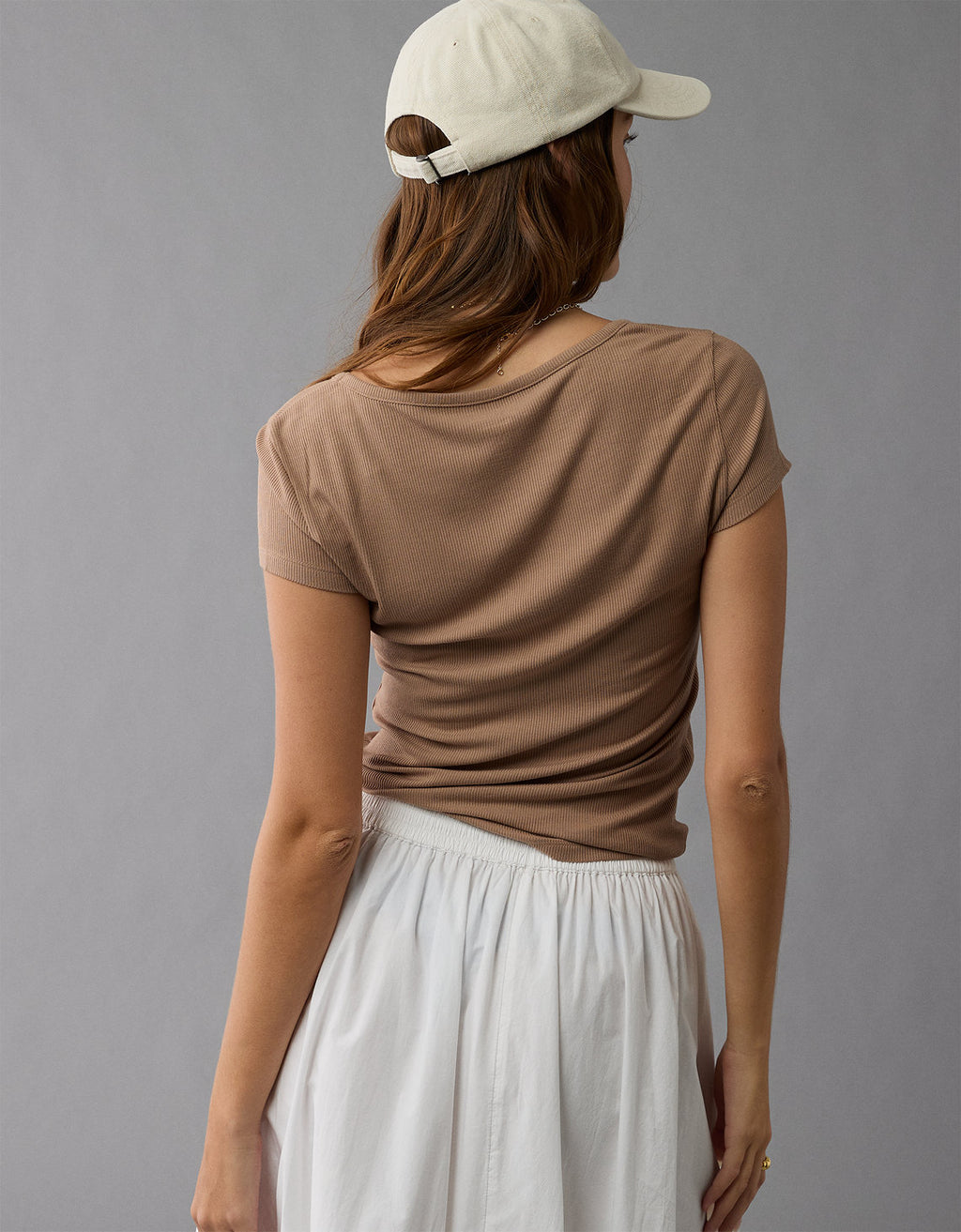 Camiseta Básica Manga Corta Mujer AE - Café 2372_9536_200_os