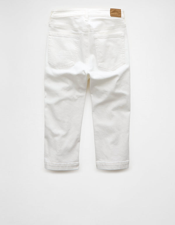 Jean Capri de cintura alta de nivel superior - Blanco