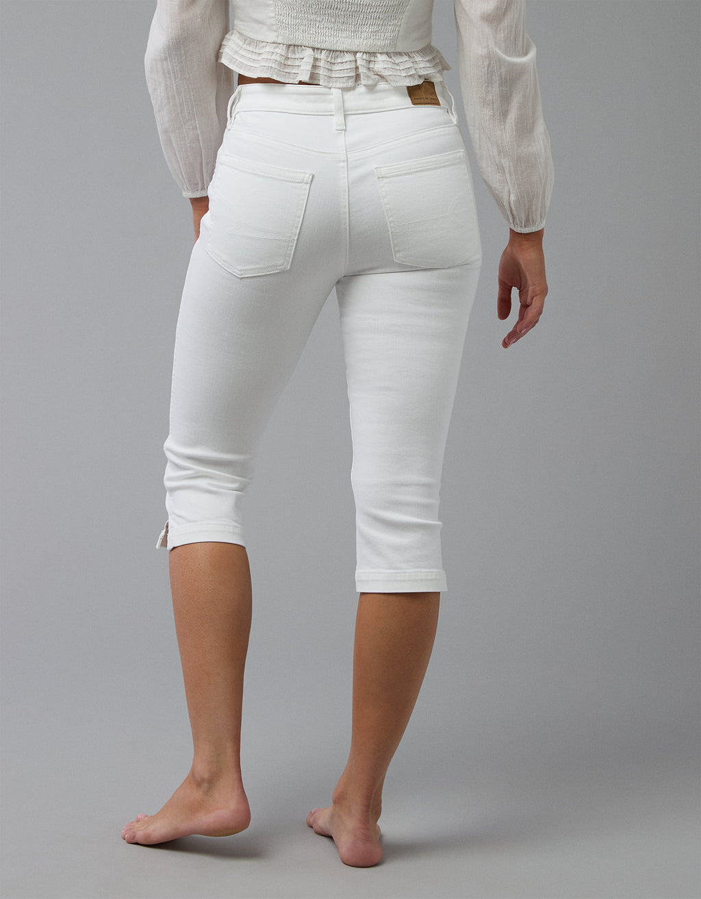 Jean Capri de cintura alta de nivel superior - Blanco 2432_5575_100_ob