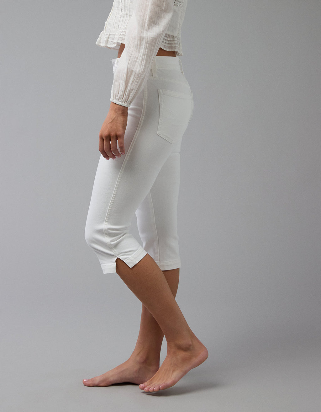 Jean Capri de cintura alta de nivel superior - Blanco 2432_5575_100_os