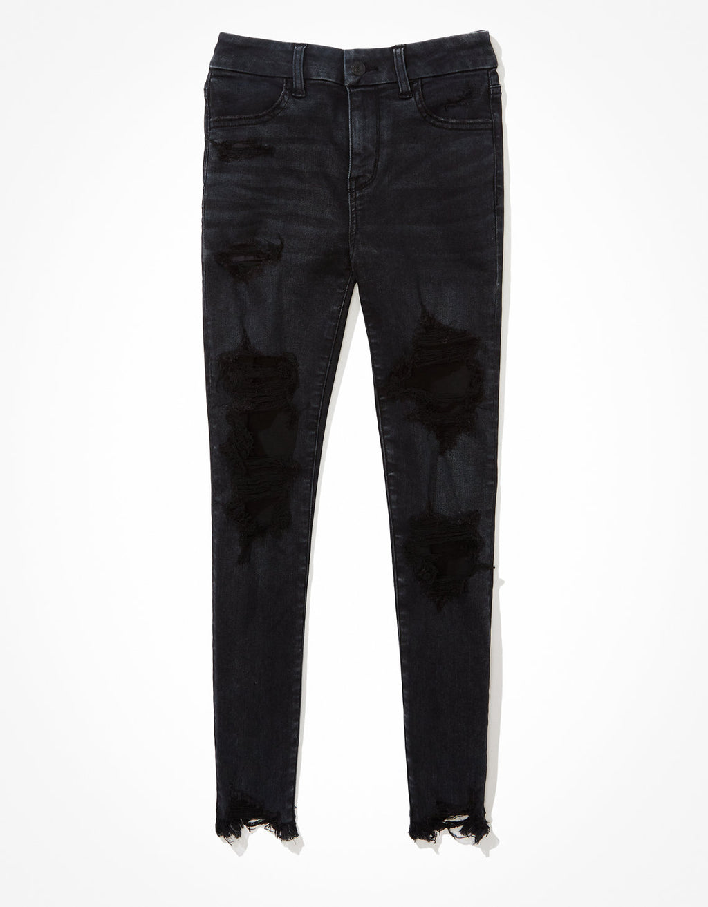 Jegging AE Forever Soft con rotos de tiro alto crop - Negro 2433_3763_055_f