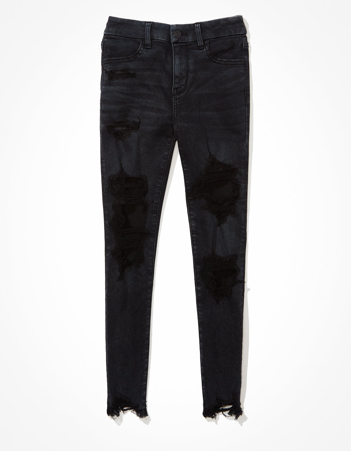 Jegging AE Forever Soft con rotos de tiro alto crop - Negro 2433_3763_055_f