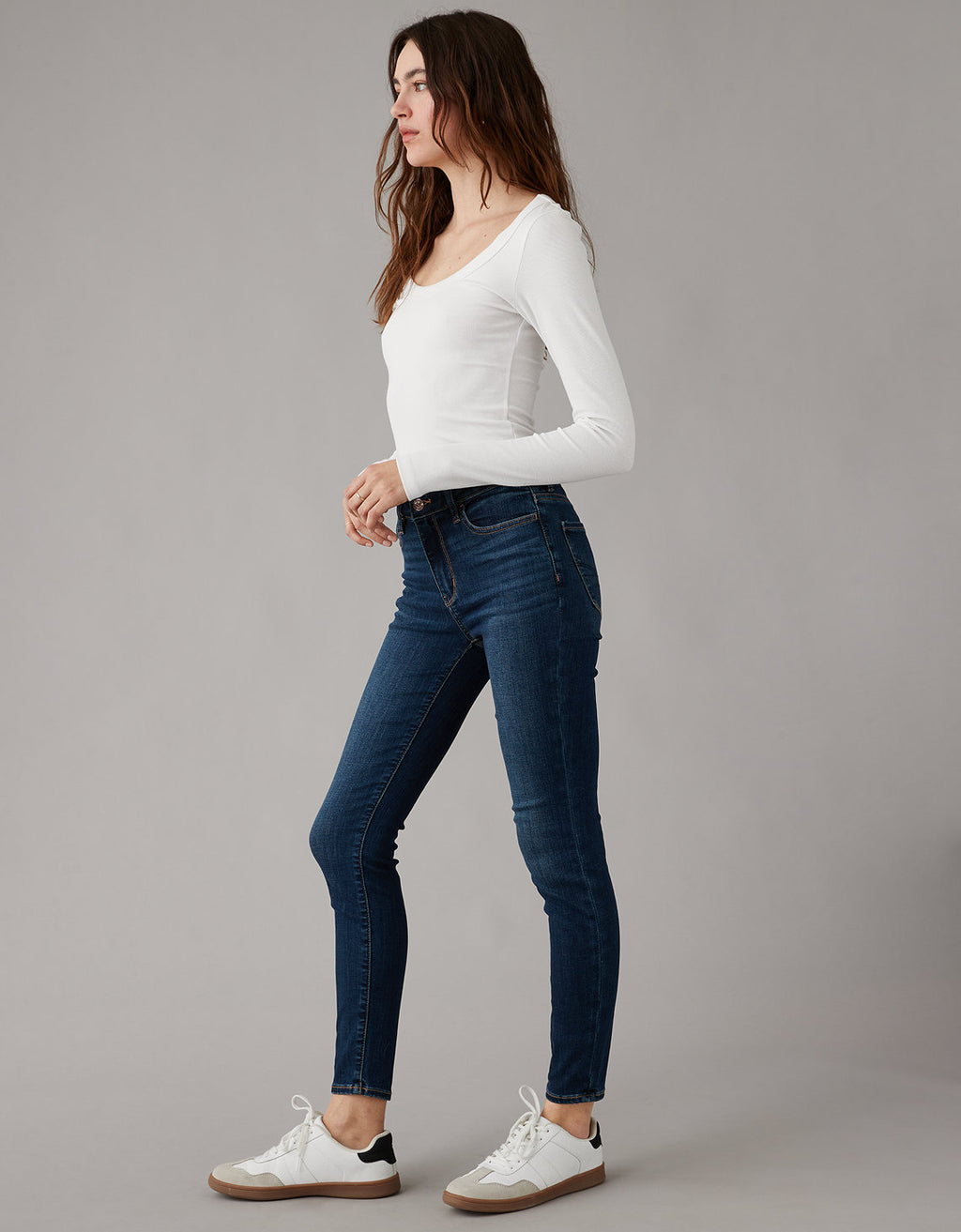 Jegging tobillero en denim Ae de tiro alto - Generico 2433_4950_074_os