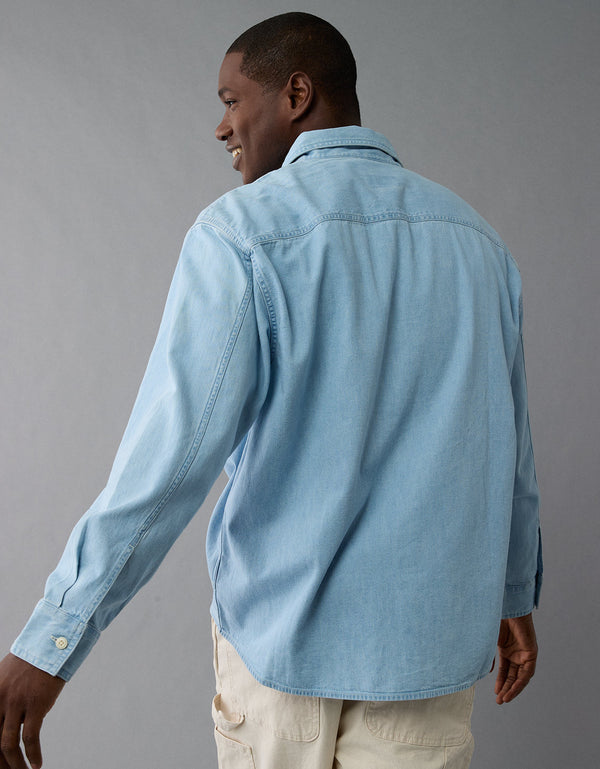 Camisa en Denim Manga Larga Hombre AE - Azul