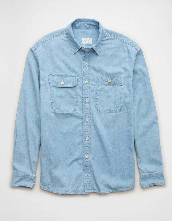 Camisa en Denim Manga Larga Hombre AE - Azul