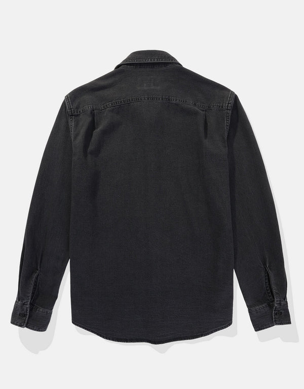 Camisa en Denim Manga Larga Oversized Hombre AE - Negro
