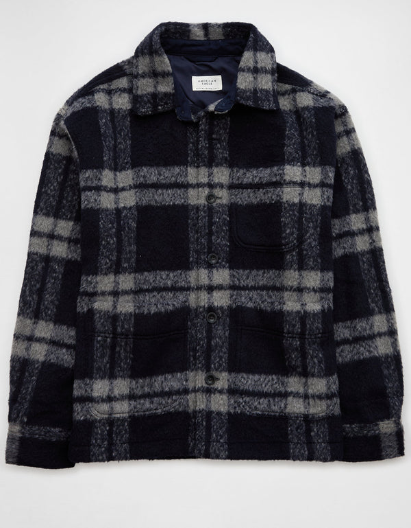 Camisa escocesa estilo chamarra AE - Azul