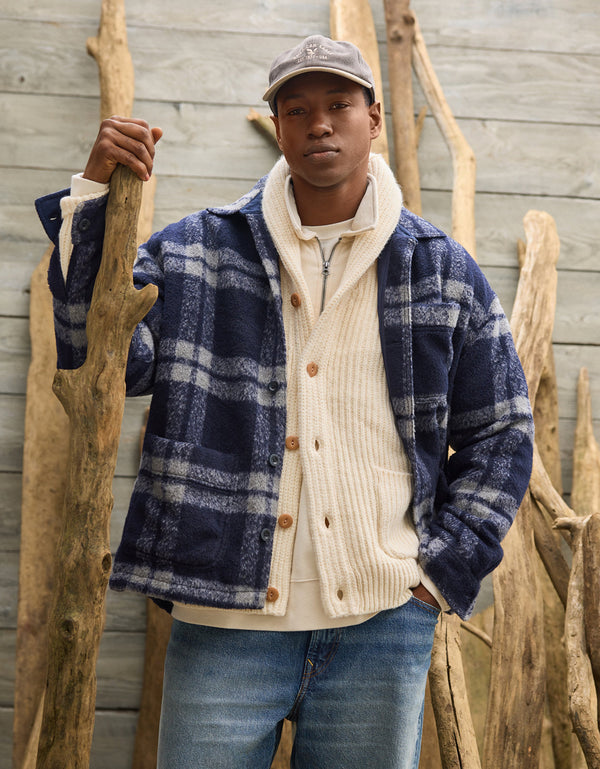 Camisa escocesa estilo chamarra AE - Azul