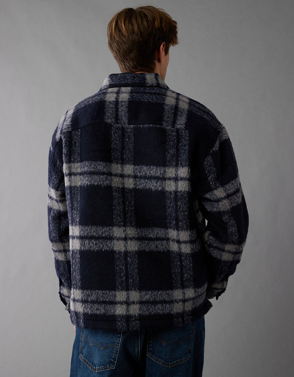 Camisa escocesa estilo chamarra AE - Azul