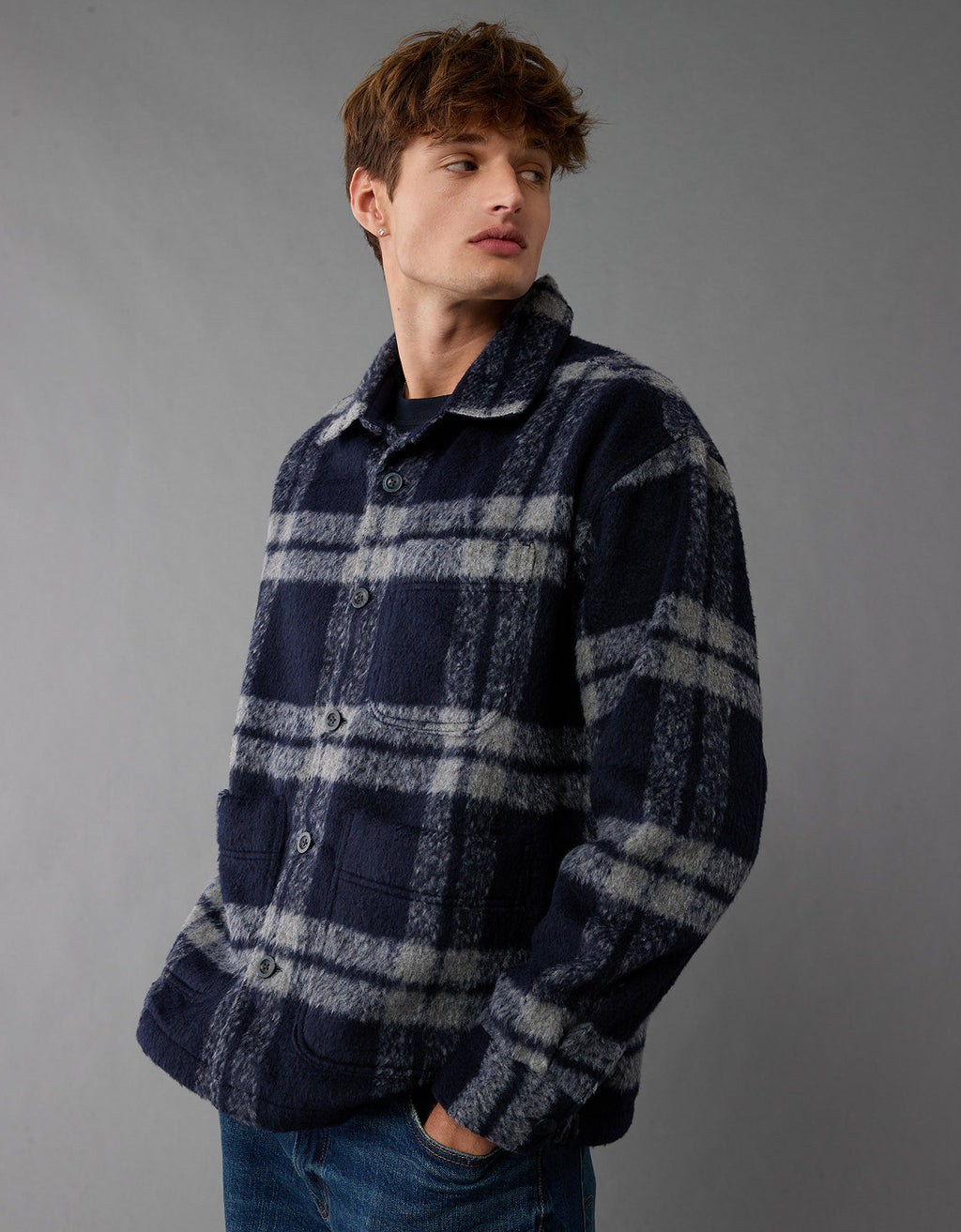 Camisa escocesa estilo chamarra AE - Azul 2512_6413_448_os