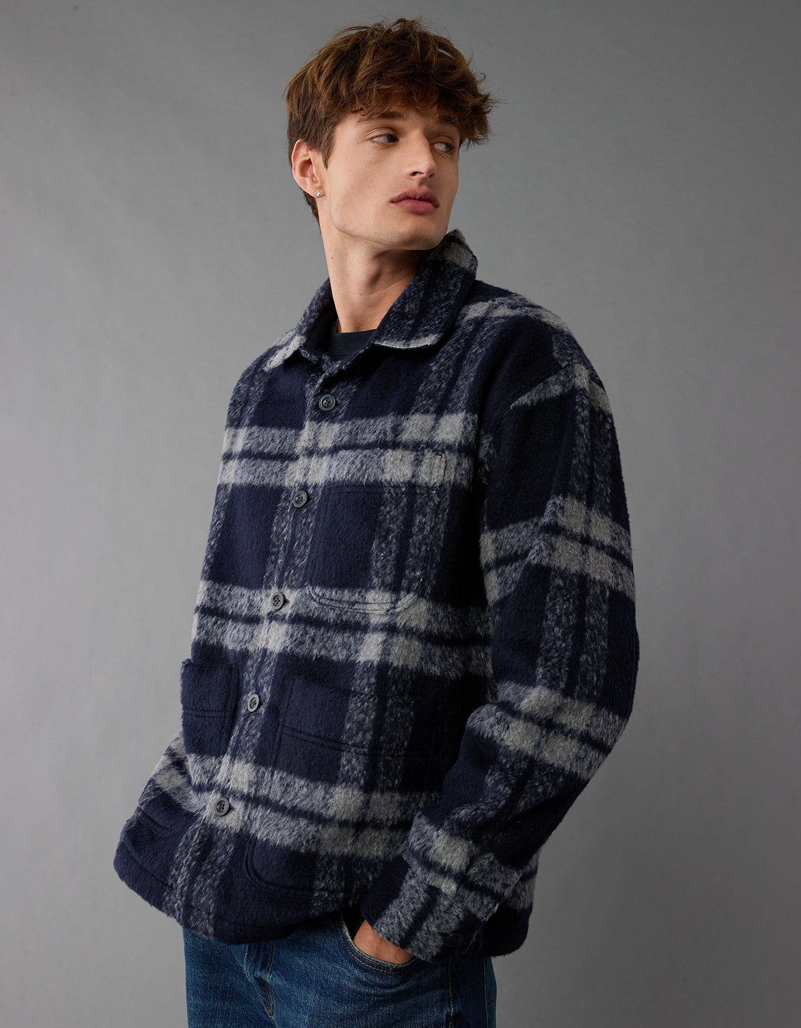 Camisa escocesa estilo chamarra AE - Azul 2512_6413_448_os