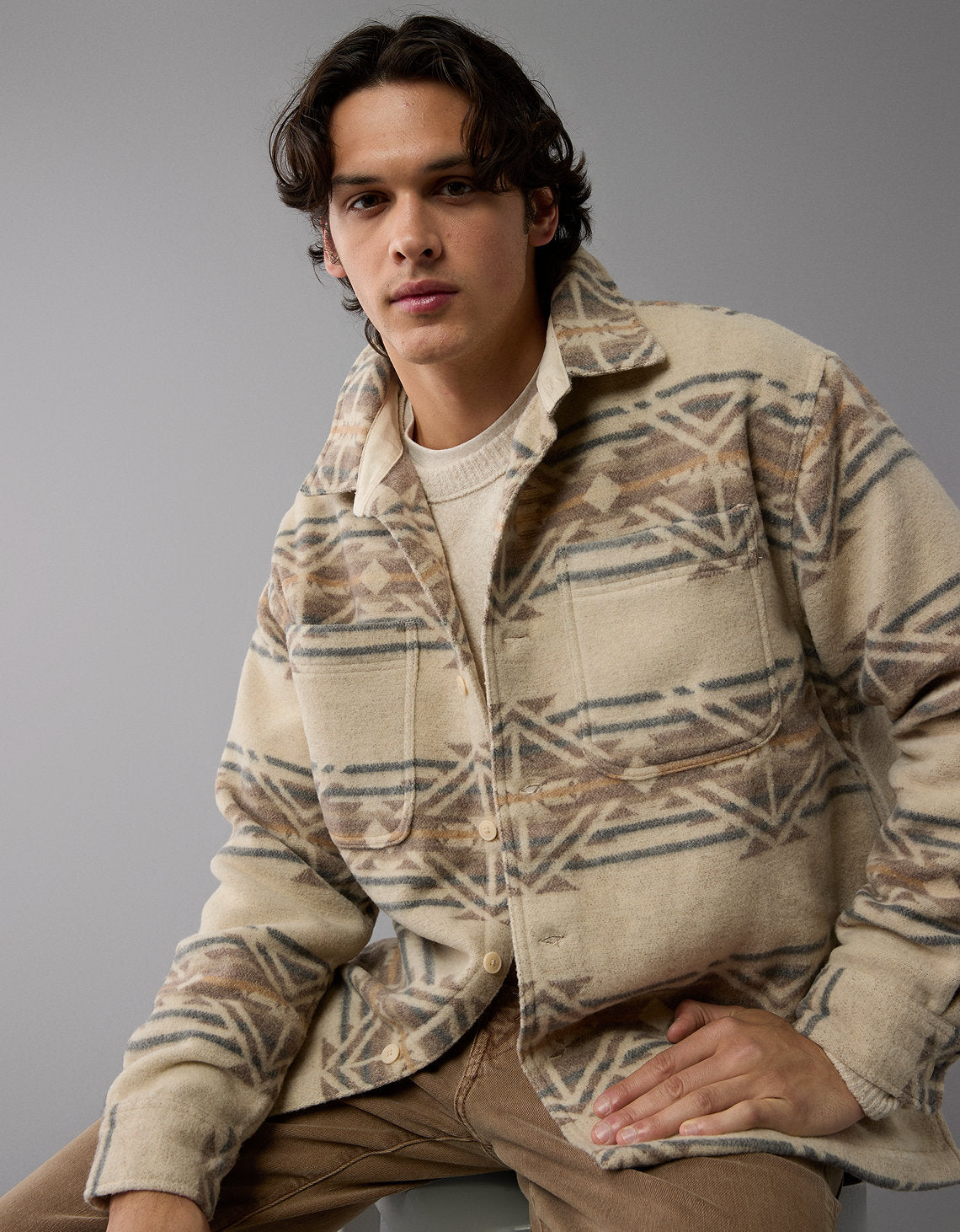 AE Camisa estilo Chamarra Estampada - café 2512_6415_247_of