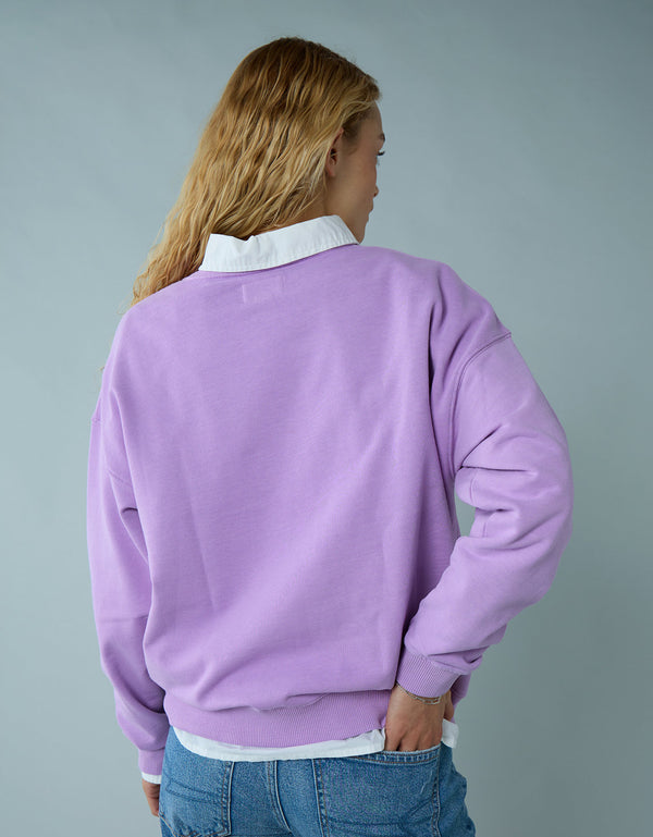 Buzo cuello redondo con gráfico de mujer AE - Morado